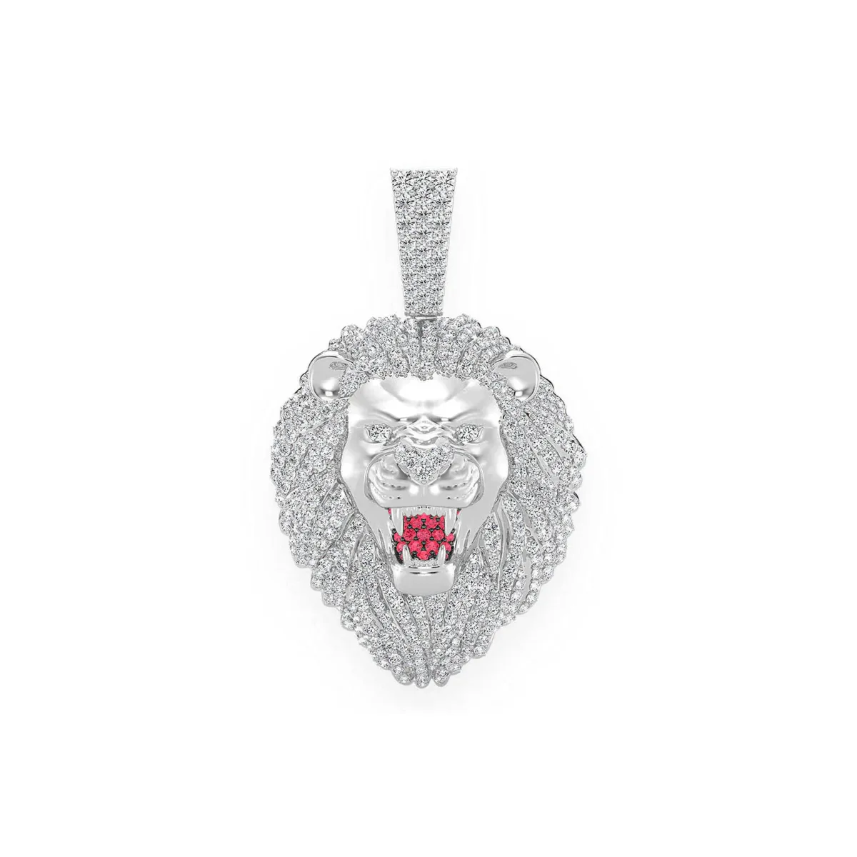 For Him Roaring Lion Diamond Pendant in 3.20ctw / White Gold / Natural Diamond – Pendant