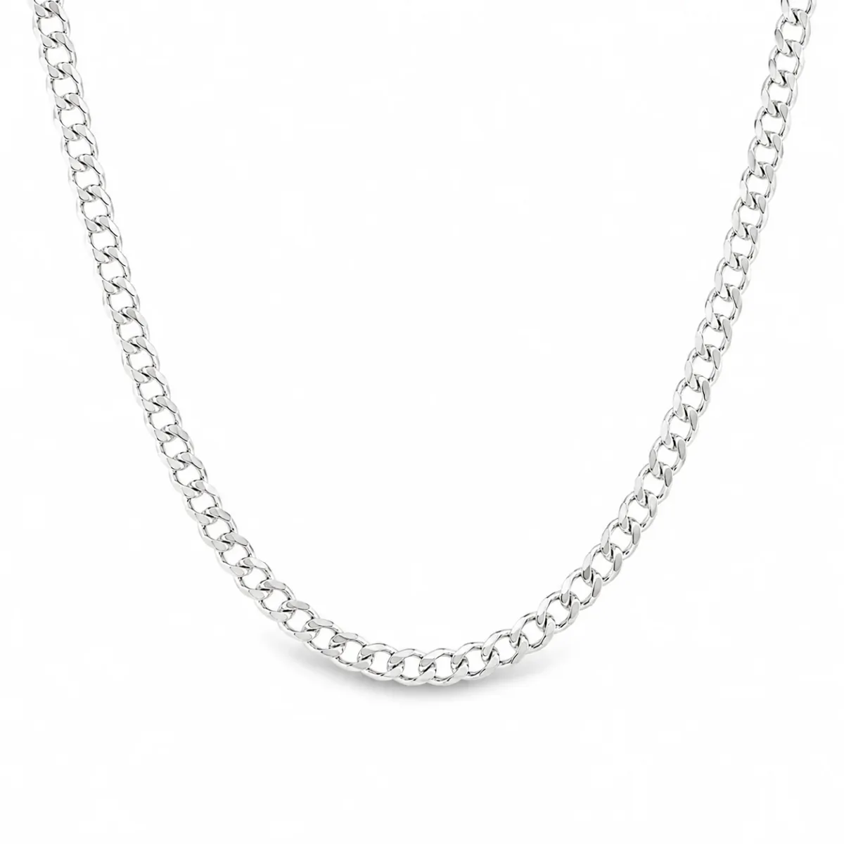 OZODBEK - SILVER CHAINS .925 Silver Solid Curb Chain 3.5mm 71456 in Silver / 18 Inches – Chain