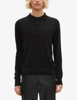 THE KOOPLES Logo-Embroidered Polo-Collar Wool Jumper detail 3