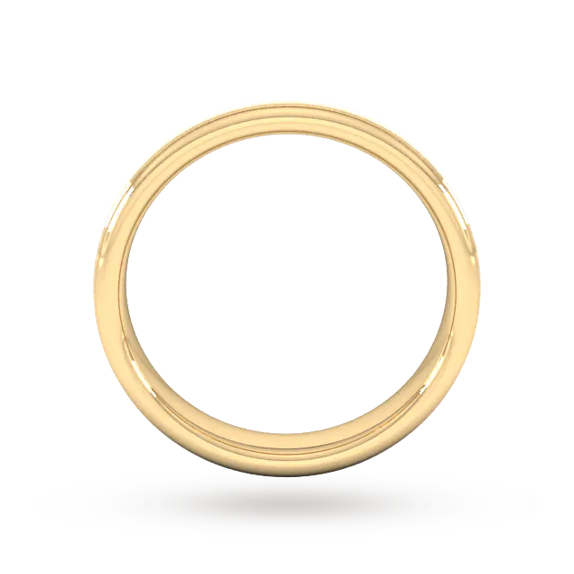 For Him 4mm D Shape Standard Matt Centre With Grooves Wedding Ring In 18 Carat Yellow Gold detail 3