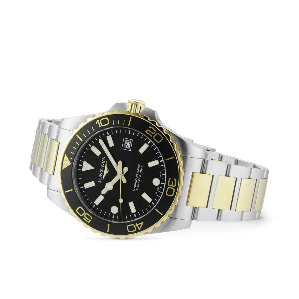 Longines HydroConquest Quartz 42mm Mens Watch Bi-Colour Black detail 2