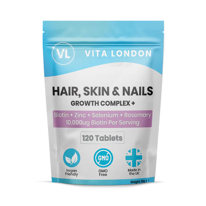 Vita London Hair, Skin & Nails Growth Complex 10,000µg Of Biotin 120 Tablets