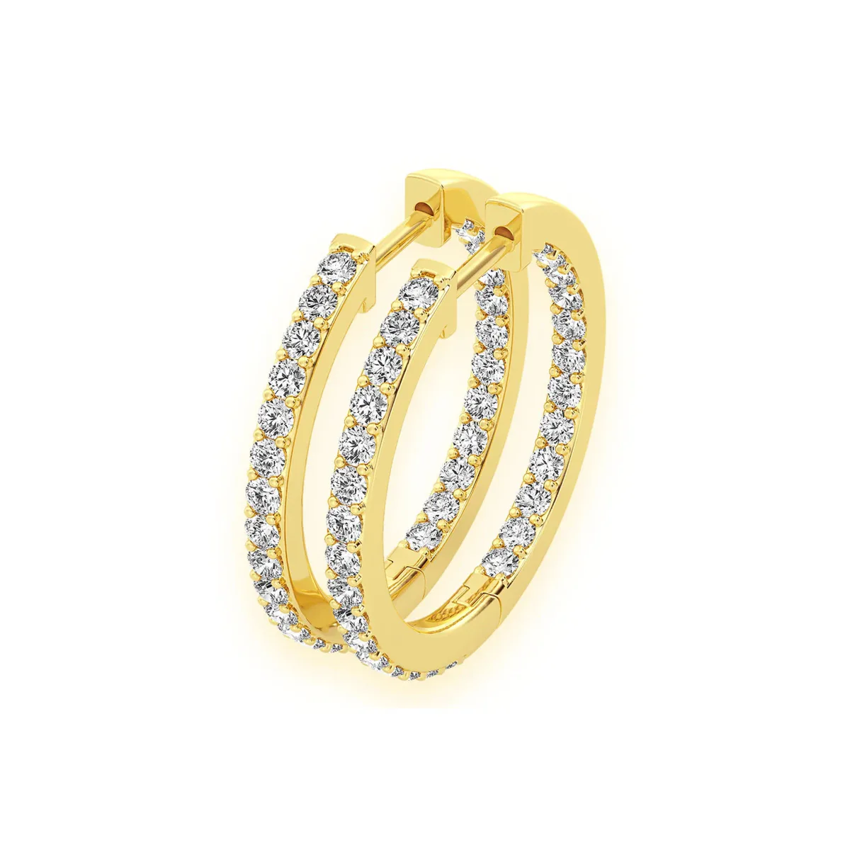 For Him One Row Diamond Hoops in Yellow Gold / Natural Diamond – Earring