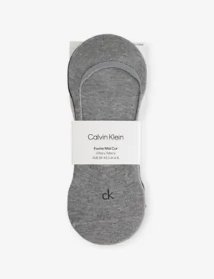 CALVIN KLEIN Logo No-Show Stretch-Cotton Socks - GREY MELANGE - 9-11 in GREY MELANGE – Mens | Underwear & socks | Socks | Trainer Socks