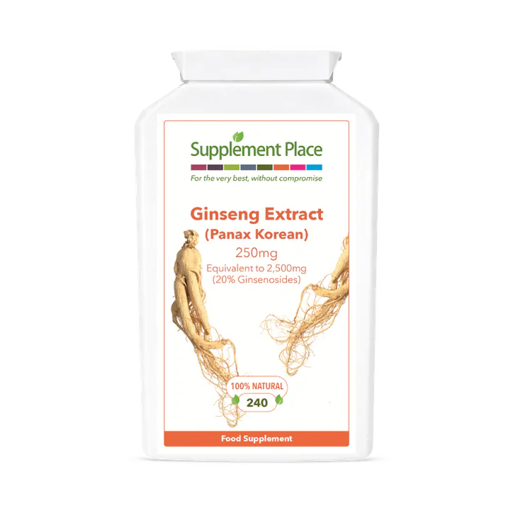 Supplement Place Panax Korean Ginseng Equiv. to 2,500mg | 20% Ginsenosides | 240 Capsules