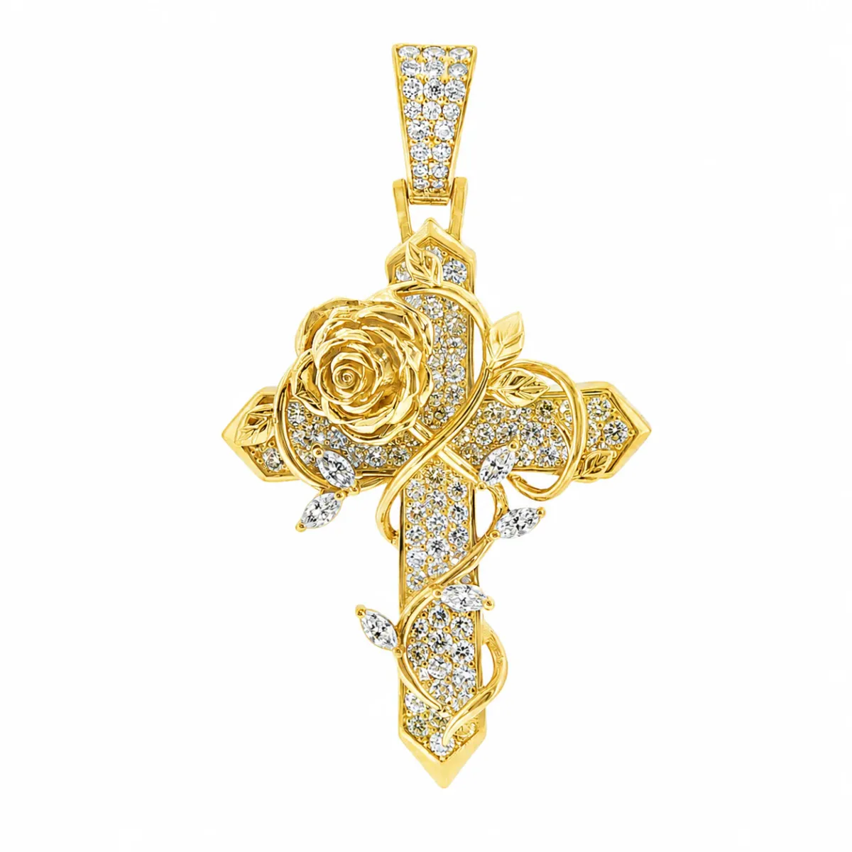 DANNY - For Him CUSTOM Rosevine Heavenly Cross Pendant 71645 in Rose Gold – Pendant