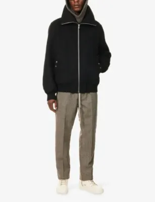 RICK OWENS Dracuflight High-Neck Wool Bomber Jacket detail 2