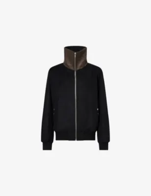 RICK OWENS Dracuflight High-Neck Wool Bomber Jacket