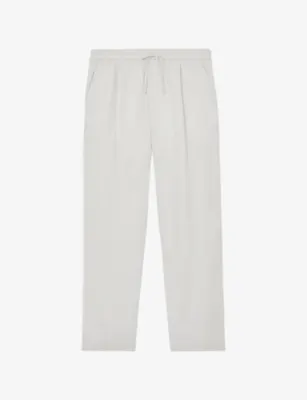 REISS Barges Drawstring-Waist Linen Trousers - CHOCOLATE BROWN detail 2