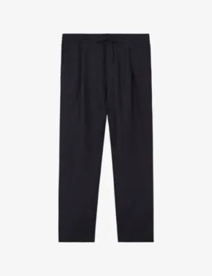 REISS Barges Drawstring-Waist Linen Trousers - CHOCOLATE BROWN detail 3