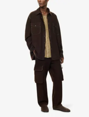 UMA WANG Paxton Wool Cargo Trousers in BROWN, additional product view 2