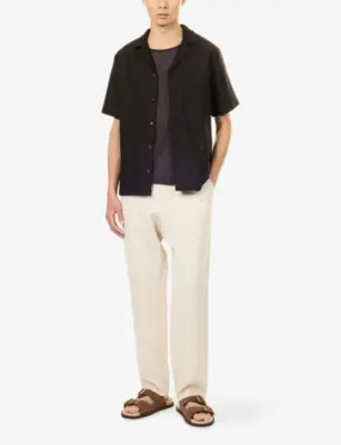 ORLEBAR BROWN Brand-Tab Short-Sleeve Linen T-Shirt detail 2