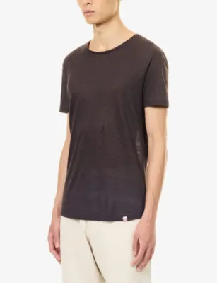 ORLEBAR BROWN Brand-Tab Short-Sleeve Linen T-Shirt detail 3