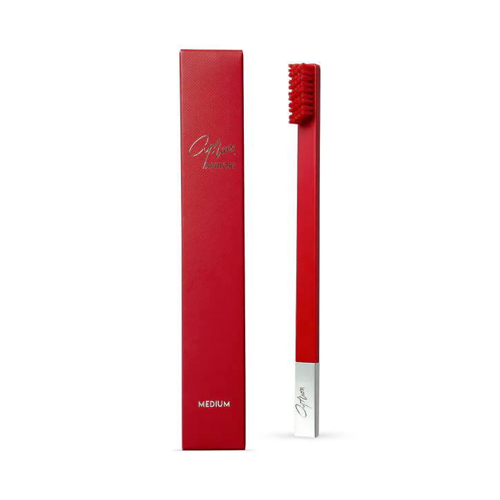 Apriori Carmine Red Silver Medium Toothbrush