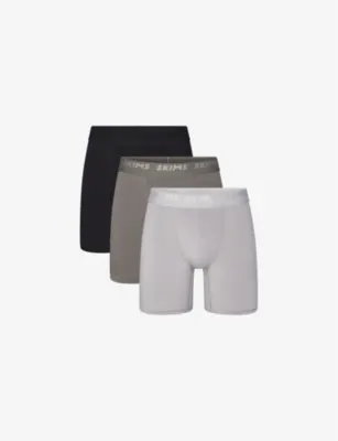 SKIMS Branded-waistband 5in pack of three stretch-modal boxer briefs - GUNMETAL MULTI