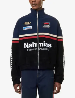 NAHMIAS F1 Racing Leather Jacket in BLACK MULTI, additional product view 3