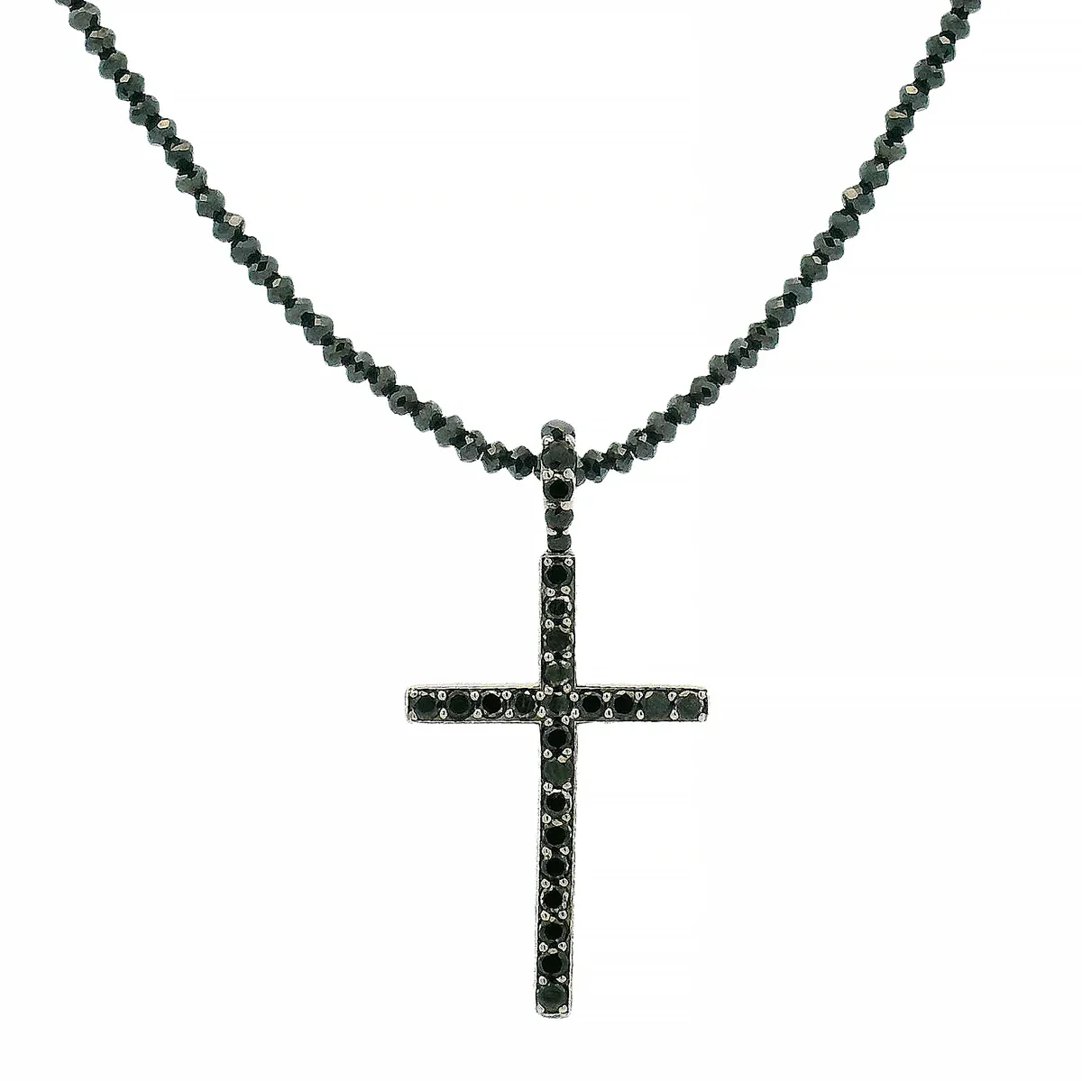 RINA - For Him FACTORY For Him Black Diamond Cross Set .925 Silver 70915 in 18 Inches – Pendant Set