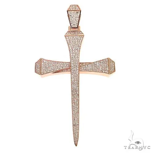 RINA - For Him CUSTOM CVD Large Diamond Nail Cross (Lab) 68649 in Rose Gold – Pendant