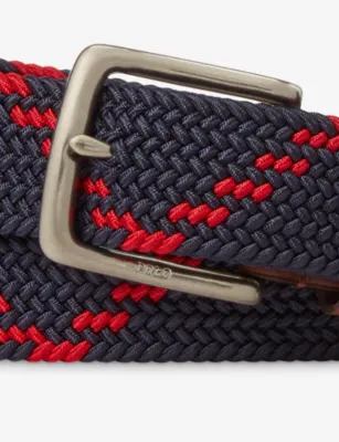 POLO RALPH LAUREN Logo-Buckle Nylon Woven Belt - M in NAVY/RED, additional product view 2