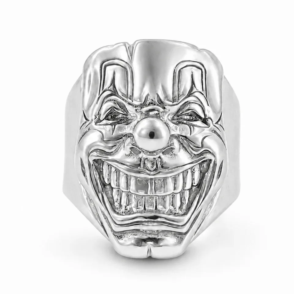 MARYAM - For Him SILVER .925 Silver Happy Clown Mask Face Ring 71666 in Silver / 10 – Ring