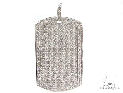RINA - For Him FACTORY 14K Gold Fully Ice Diamond Dog Tag Pendant 35978 in Rose Gold – Pendant