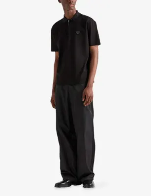 PRADA Re-Nylon Logo-Plaque Cotton-Piqué Polo Shirt detail 2