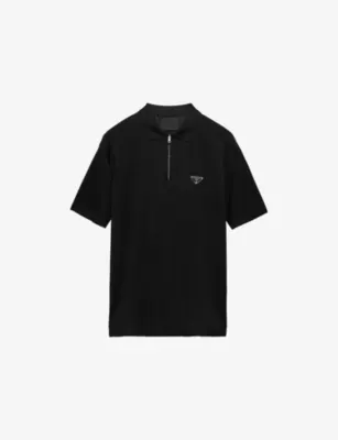 PRADA Re-Nylon Logo-Plaque Cotton-Piqué Polo Shirt