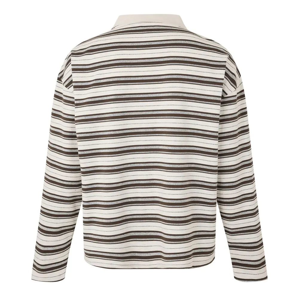 BELIER Men's Stripe Long Sleeve Rugby Polo Shirt detail 2