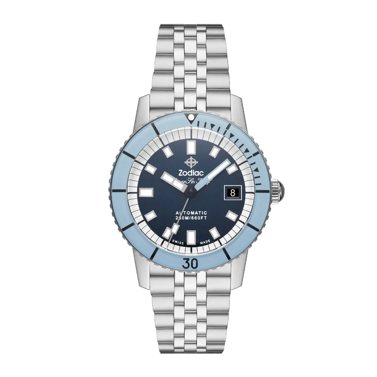 Zodiac Super Sea Wolf Compression Diver Automatic Stainless Steel Watch