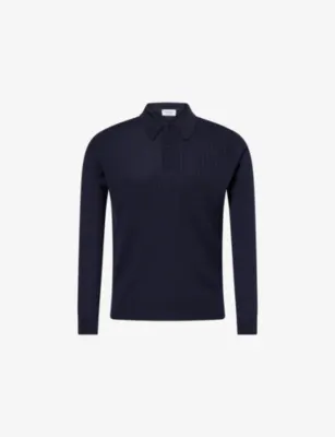 JOHN SMEDLEY Hodson Ribbed Merino-Wool Polo Jumper - Rewilding Green