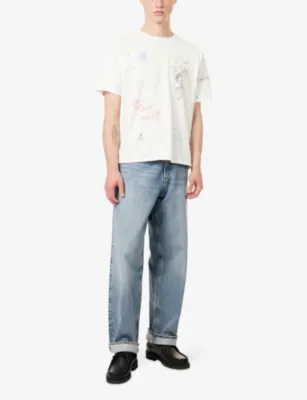 DUKE & DEXTER Sketch-Print Oversize Cotton T-Shirt detail 2