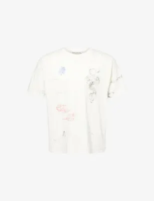 DUKE & DEXTER Sketch-Print Oversize Cotton T-Shirt