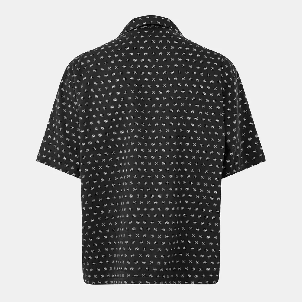 Neighborhood Men's Monogram Short Sleeve Bowling Shirt in Black, additional product view 2
