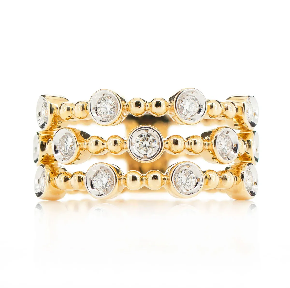 For Him Four Row Scattered Beaded Bezel Diamond Band in Rose Gold / Lab Grown Diamond – Ring