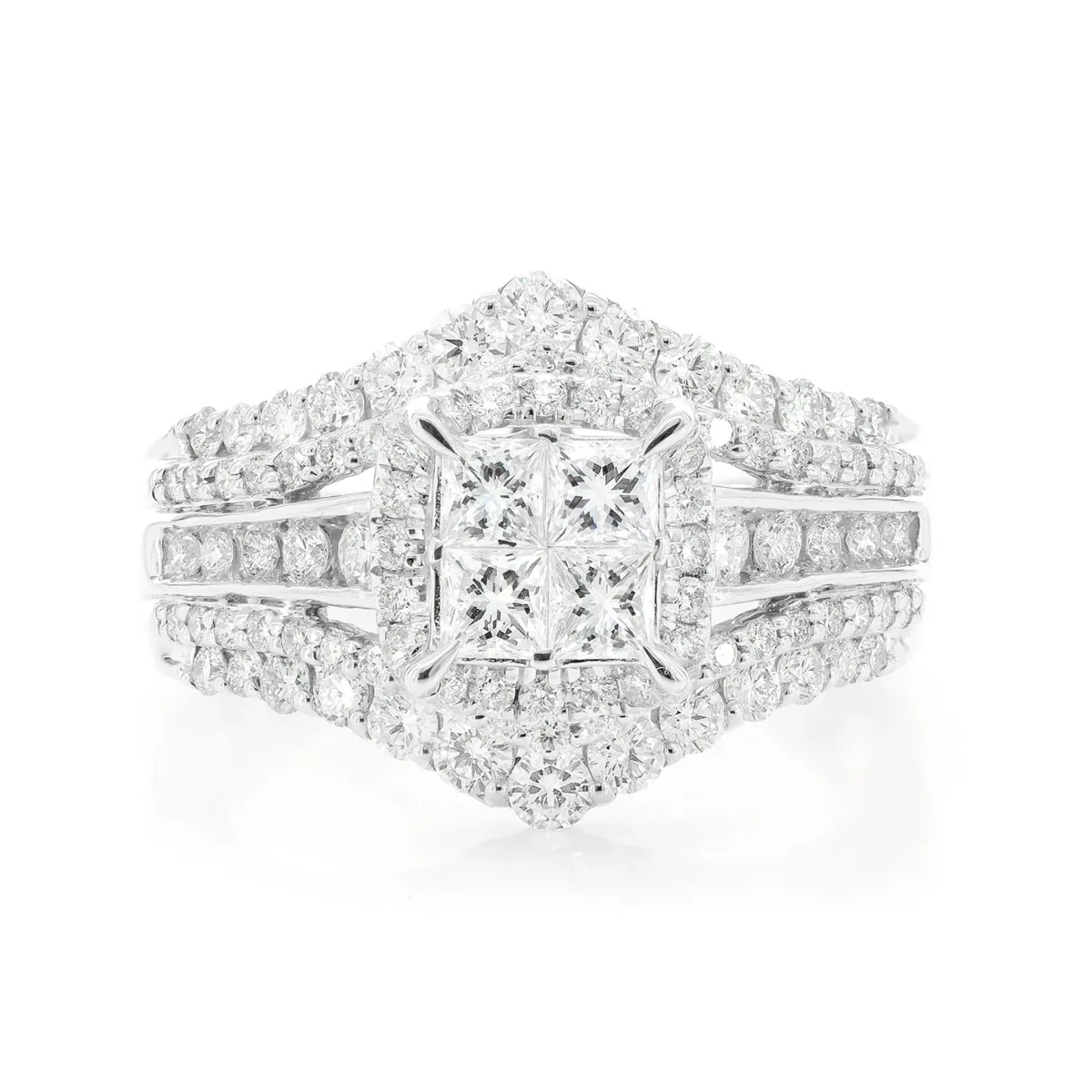For Him Princess Quad Halo Ring in Rose Gold / Natural Diamond – Ring