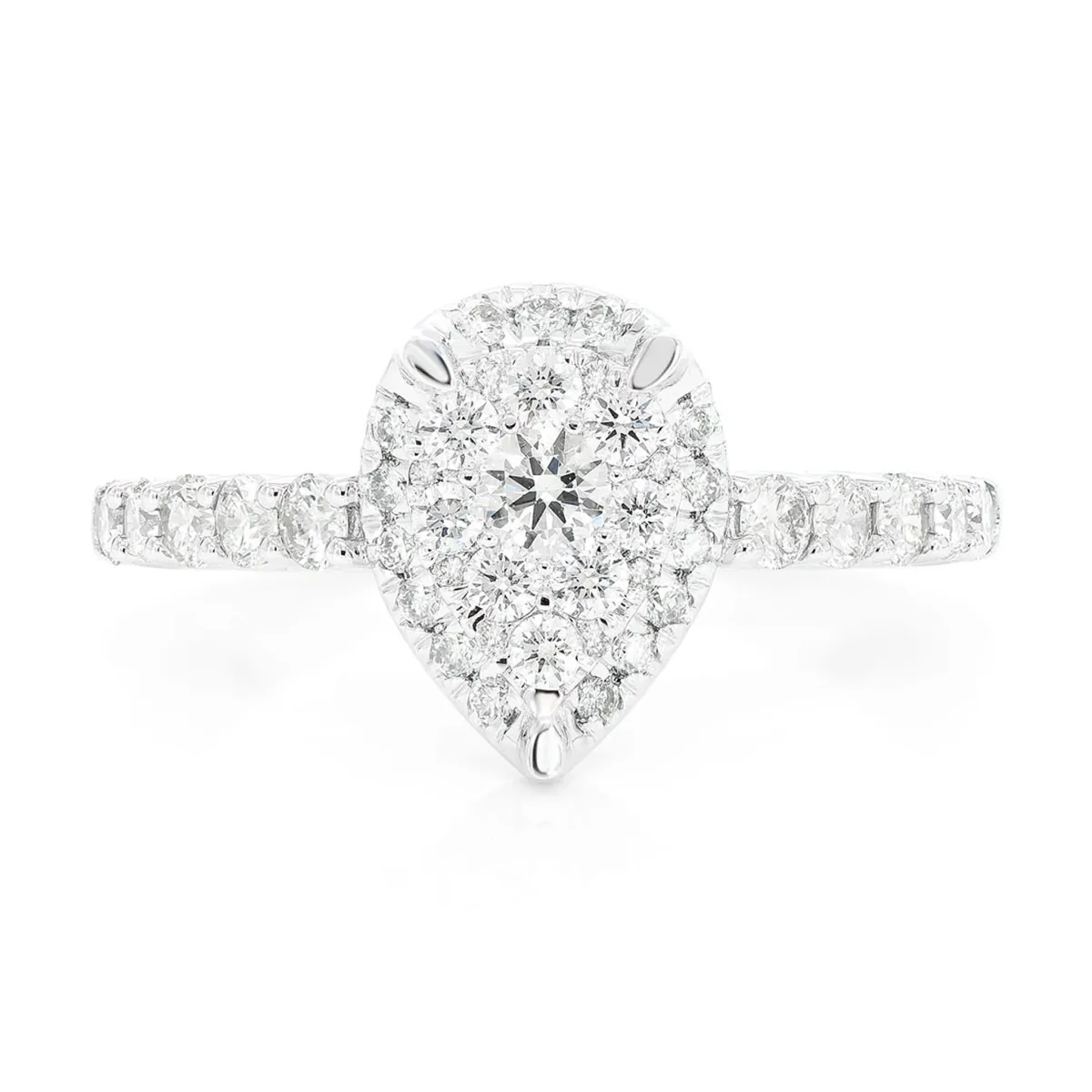 For Him Pear Cluster Halo Diamond Ring in White Gold / Natural Diamond – Ring