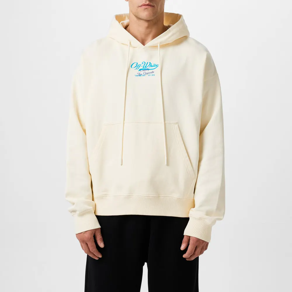 Off White Men's Script Hoodie, Logo Hoodie detail 3