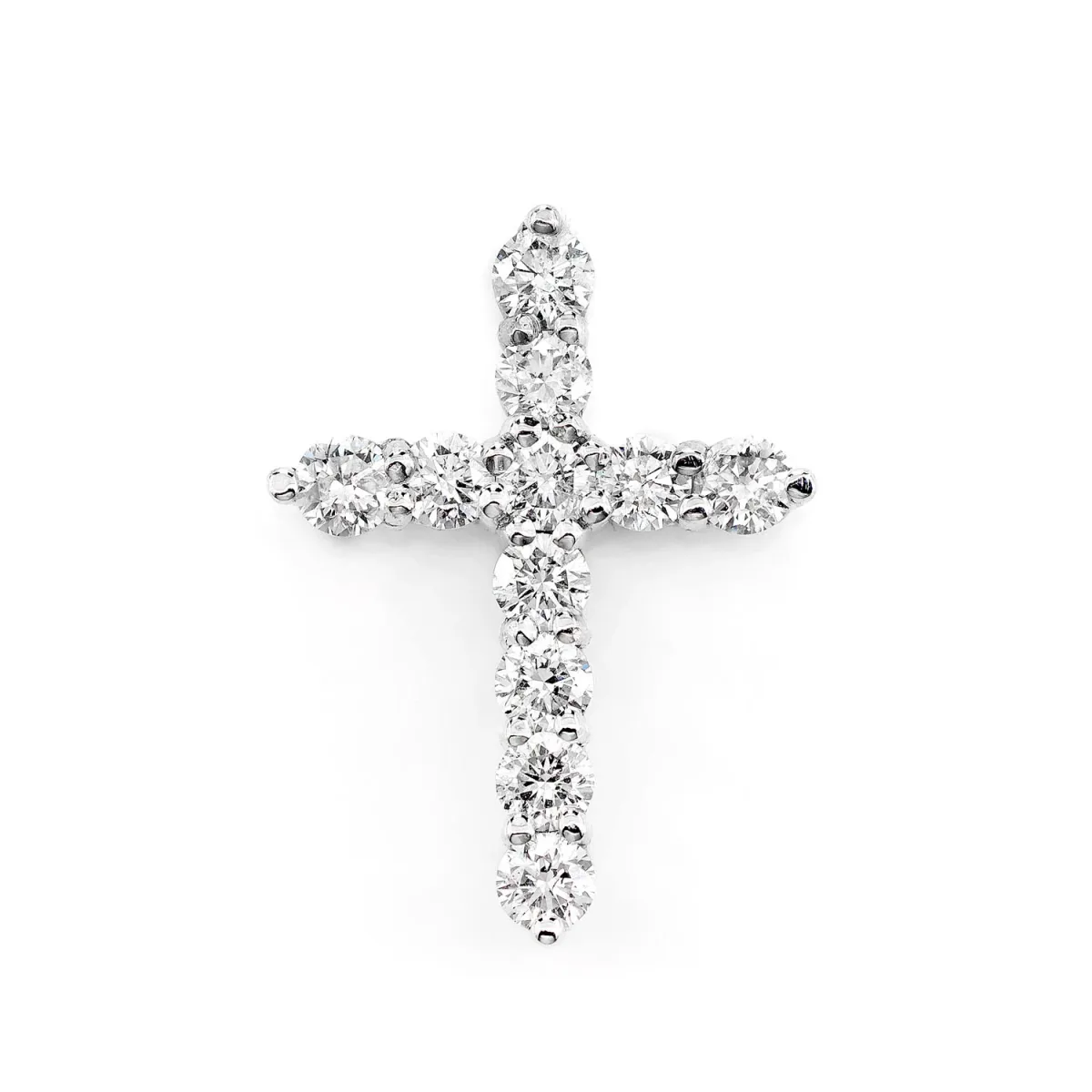 For Him 11 Stone Hidden Bail Cross in 0.75ctw / White Gold / Natural Diamond – Pendant