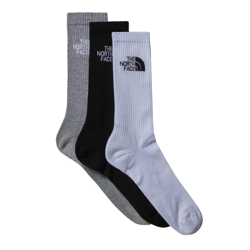 The North Face Mens Multi-Sport Cushion Crew Socks 3-Pack in Blk/Wht/Gry – Accessories