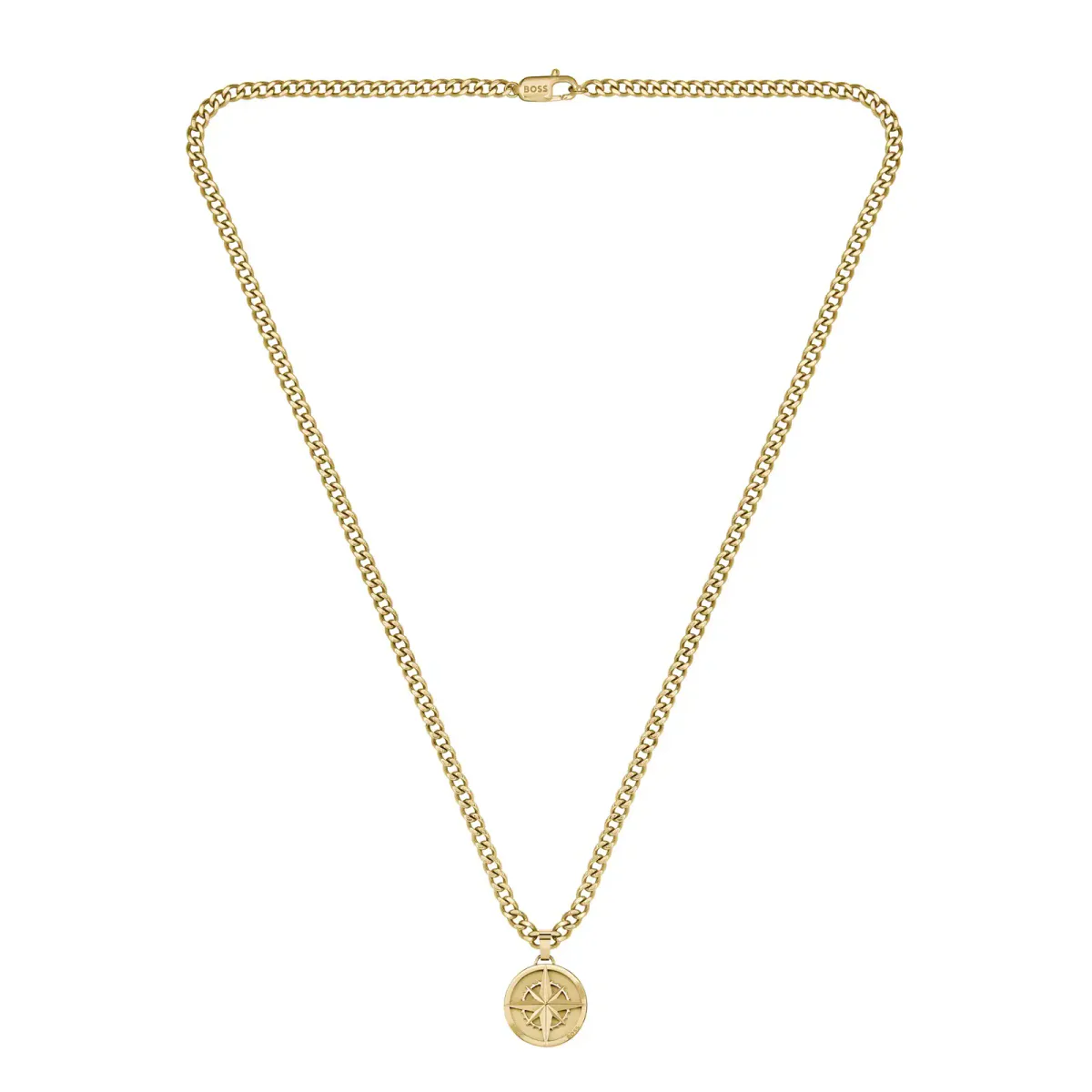 BOSS Gents BOSS Yellow Gold Coloured North Star Compass Necklace