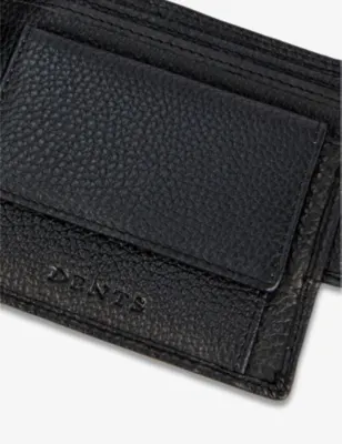 DENTS Beauley brand-embossed press stud grained leather billfold wallet in BLACK, additional product view 2