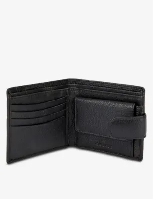 DENTS Beauley brand-embossed press stud grained leather billfold wallet in BLACK, additional product view 3