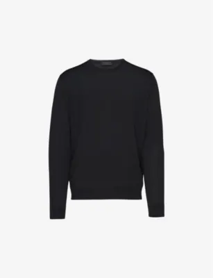 PRADA Crewneck regular-fit wool jumper - BLACK