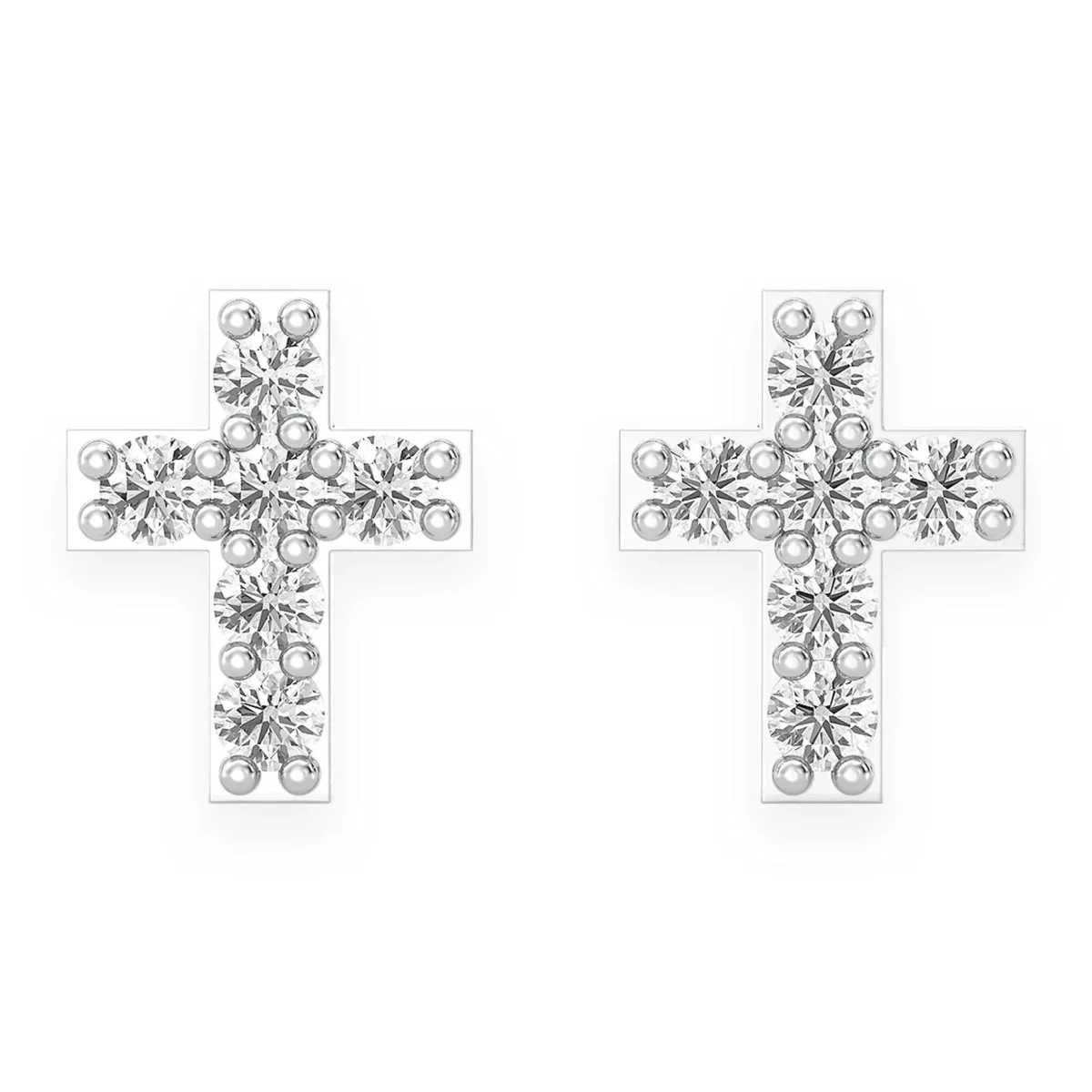 For Him Cross Diamond Stud Earrings in White Gold / Natural Diamond – Earring