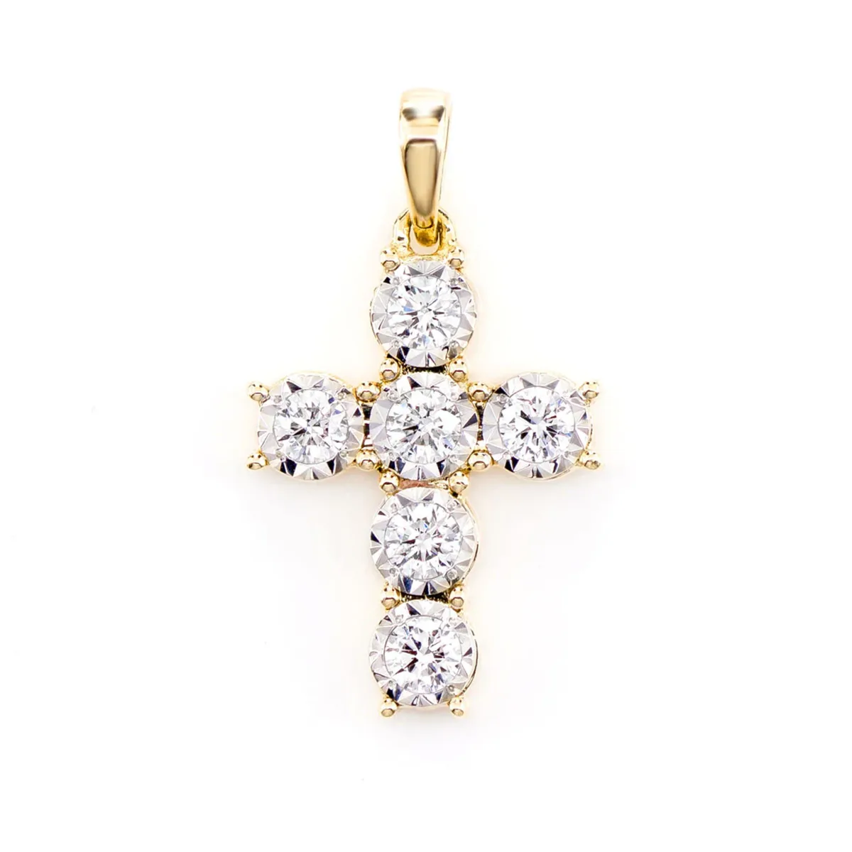 For Him Six Stone Miracle Set Diamond Cross Pendant 0.33ctw in Rose Gold / Lab Grown Diamond – Pendant
