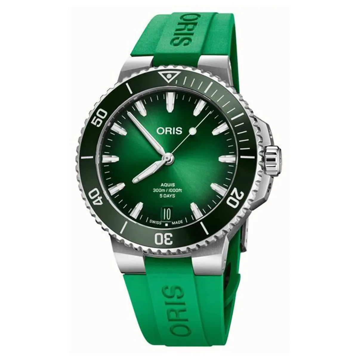 Oris Aquis Calibre 400 43.5mm Green Strap Mens Watch