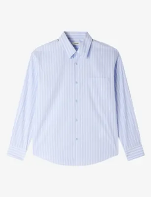 SANDRO Striped Long-Sleeved Cotton Shirt - SKY BLUE / WHITE detail 2