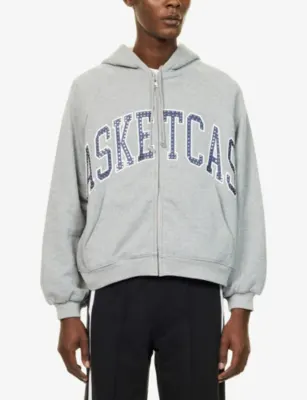 BASKETCASE Logo-Print Athletics Studded Full-Zip Jersey Hoody detail 3