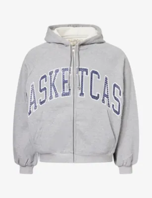 BASKETCASE Logo-Print Athletics Studded Full-Zip Jersey Hoody
