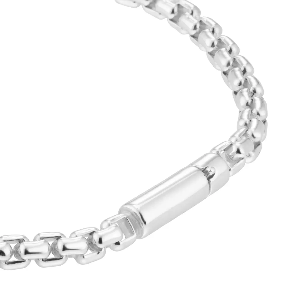 For Him Sterling Silver Mens Micro ID Chain Bracelet detail 3